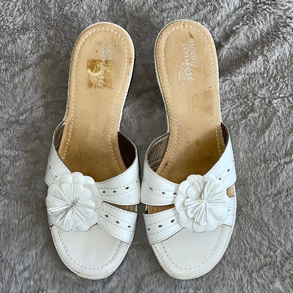 White heeled sandals